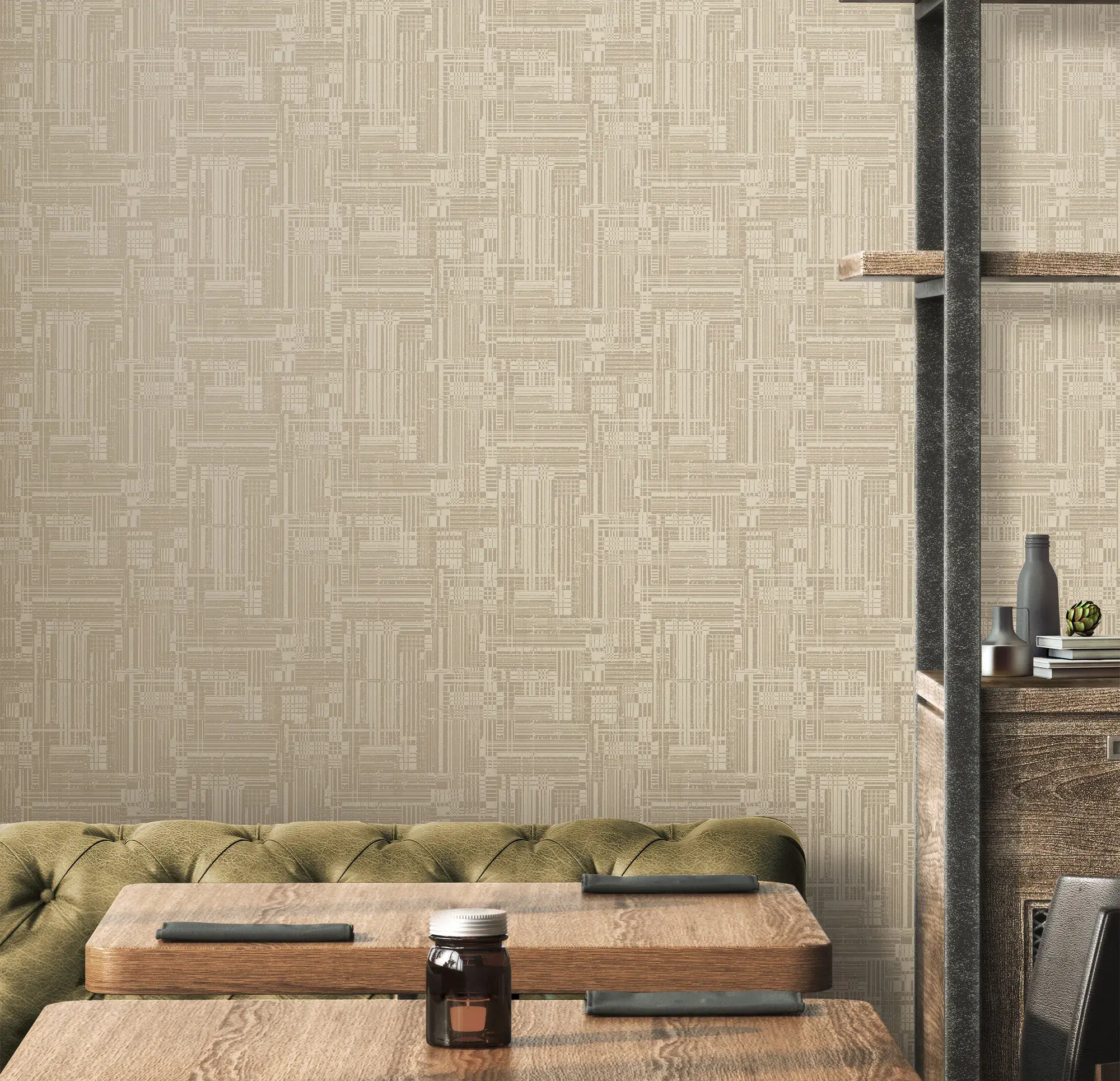 Beige Embossed Wallpaper – 3D Dimension (3703-3)